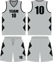 Diseño de uniformes de baloncesto. uniforme completo de baloncesto vista frontal y trasera, vector uniforme de baloncesto