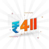 411 Indian Rupee vector currency image. 411 Rupee symbol bold text vector illustration