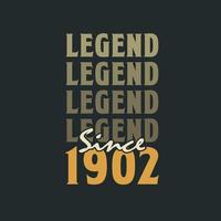 Legend Since 1902,  Vintage 1902 birthday celebration design vector