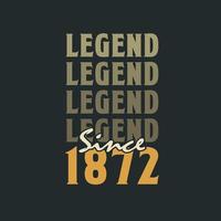 Legend Since 1872,  Vintage 1872 birthday celebration design vector