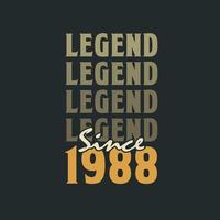 leyenda desde 1988, diseño de celebración de cumpleaños vintage 1988 vector