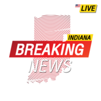 Breaking news. United states of America Indiana and map on image illustration. png