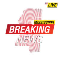 Breaking news. United states of America  Mississippi and map on image illustration. png