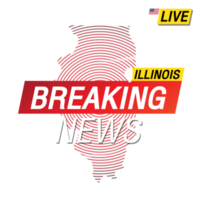 Breaking news. United states of America  Illinois and map on image illustration. png