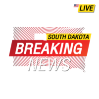 Breaking news. United states of America South Dakota and map on image illustration. png