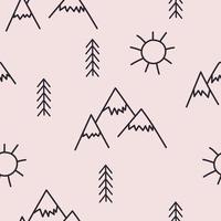 doodle mountains pattern vector