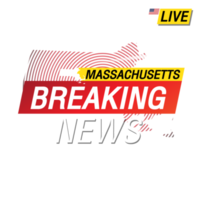 Breaking news. United states of America Massachusetts and map on image illustration. png