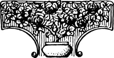 Floral Tailpiece is a dotted plant design, vintage engraving. vector