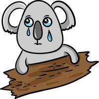 Crying koala, illustration, vector on white background