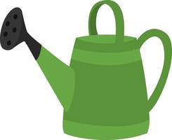 Green watering can, illustration, vector on a white background.