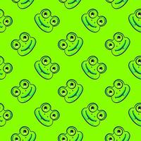 Green frogs, seamless pattern on green background. vector