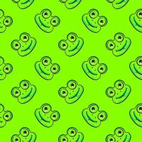 Green frogs, seamless pattern on green background. vector