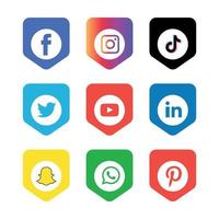 Social media icons set Logo Vector Illustrator