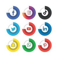 iconos de redes sociales establecer logo vector ilustrador