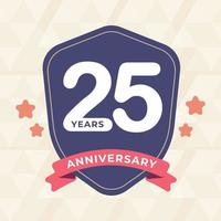 25º veinticinco aniversario celebrando icono logotipo etiqueta vector evento escudo de color dorado