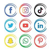 Social media icons set Logo Vector Illustrator