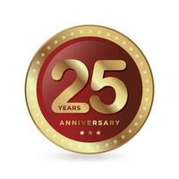25º veinticinco aniversario celebrando icono logotipo etiqueta vector evento escudo de color dorado
