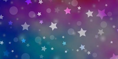 Light Blue, Red vector backdrop with circles, stars.