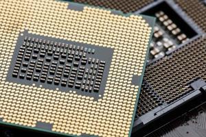 Close-up of CPU Chip Processor. Selective Focus photo