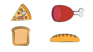 Big vector set food various delicious dishes - detailed illustrations