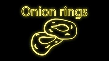 Fried onion rings neon icon. Elements of fast food set. Simple icon for websites, web design, mobile app, info graphics vector