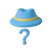 Hat and question mark 3d vector. The concept of anonymity on the Internet vector