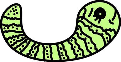 Green worm, illustration, vector on white background.