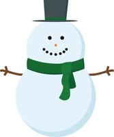 Snowman with scarf, illustration, vector on white background.