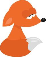 Sad fox , illustration, vector on white background