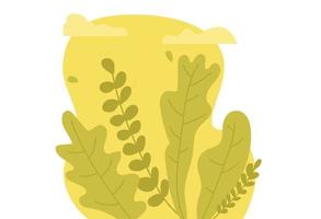 Abstract leaves on yellow float shape line art vector