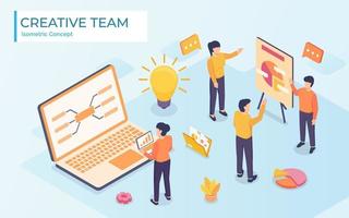 Flat style idea brainstorming creative team concept web info graphics vector illustration. Creative people collection.