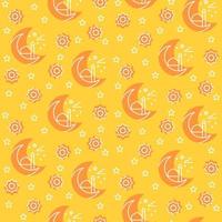 Islamic pattern icon half moon ornament mosque star with filled color background oerange theme flat style vector