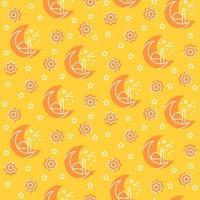 Islamic pattern icon half moon ornament mosque star with filled color background oerange theme flat style vector