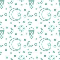 icono de patrón de islam luna creciente linterna ornamento estrella con diseño plano de estilo de contorno vector