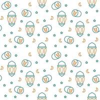 Lantern icon pattern spread bedug drum crescent moon lamp antique with dual tone color flat style design vector
