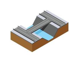 Isometric illustration of the concept of bridge traffic, vector illustration Suitable for Diagrams, Infographics, And Other Graphic assets