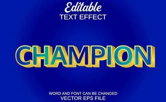 editable text effect champion vector