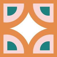 Ornamental square frame of simple geometric shapes in trendy bright hues. vector