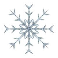Abstract image snowflake by different patterned lines in trendy wintry blue shades. Icon. Isolate vector