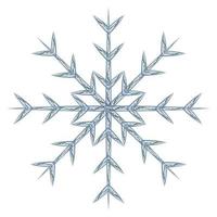 Abstract image snowflake by different patterned lines in trendy wintry blue shades. Icon. Isolate vector