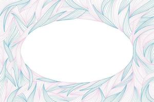 Leaves frame line blue and pink background vector