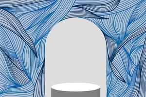 Background Abstract blue podium hand drawn line curve design vector