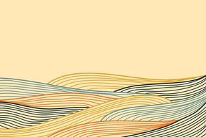 Abstract background Japanese design vintage color line wave curve yellow sky vector