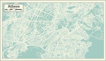 Athens Greece Map in Retro Style. vector