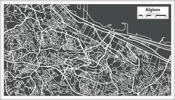 Algiers Algeria Map in Retro Style. vector