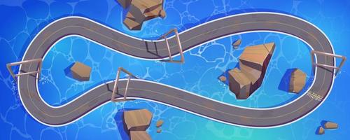 Speed race car track above water for game vector