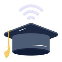 Get a flat icon of online graduation vector