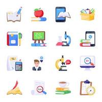 Pack of Study Flat Icons vector