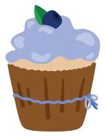 Vanilla cupcake with blueberry. vector