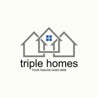 Simple and unique shape line triple house homes image graphic icon logo design abstract concept vector stock. Can be used as symbol related to property or living